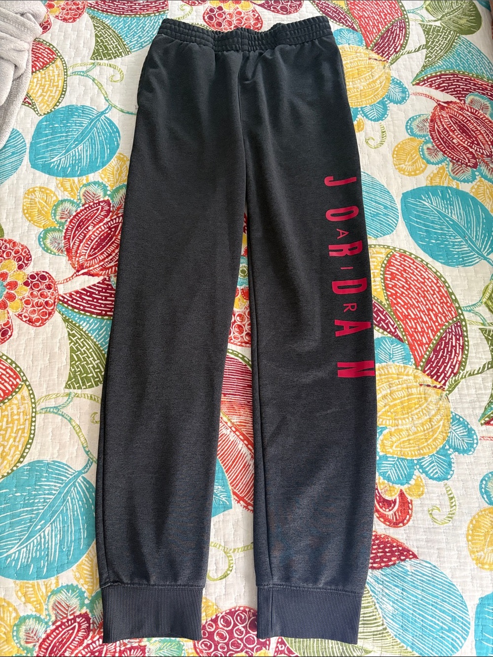 Jordan Kids' Black Sweatpants with  Red Logo